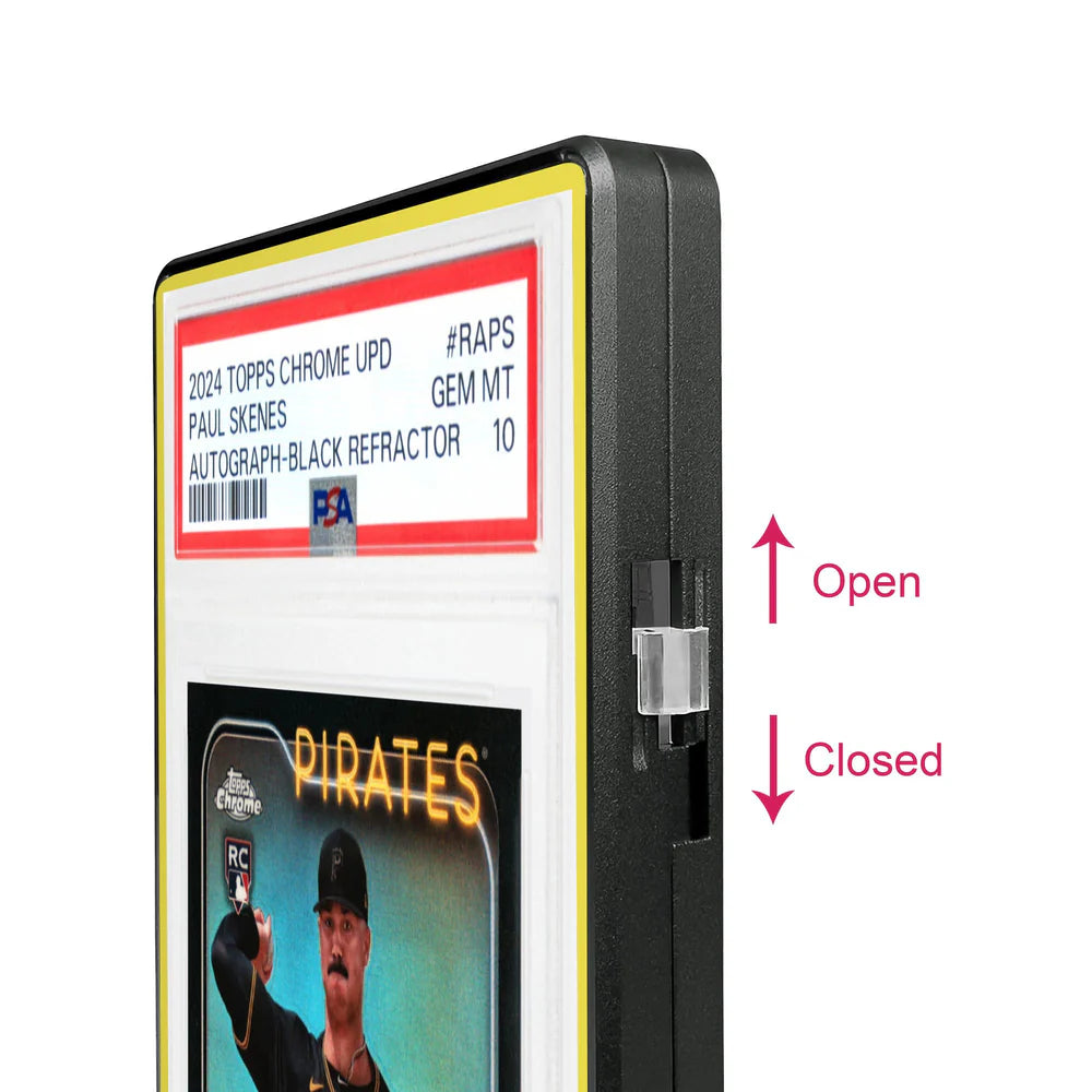 Color Glass Series Standard PSA Slabmags Case - Matte Black With Yellow Glass Border