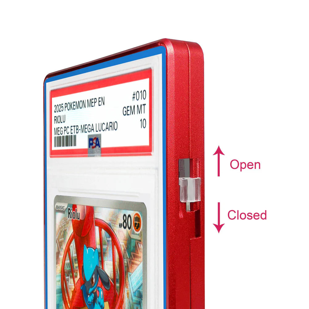 Color Glass Series Standard PSA Slabmags Case - Matte Red With Blue Glass Border