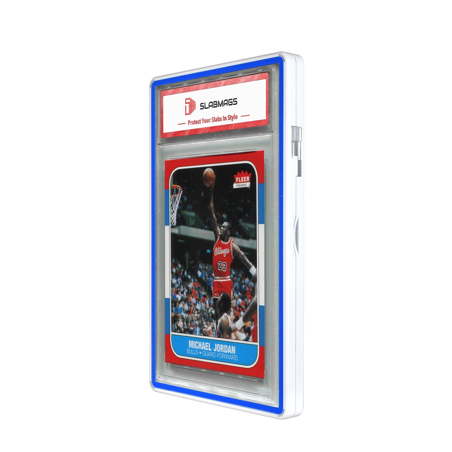 Color Glass Series Standard PSA Slabmags - White with Blue Glass - SM-PSA-WHT-BLU