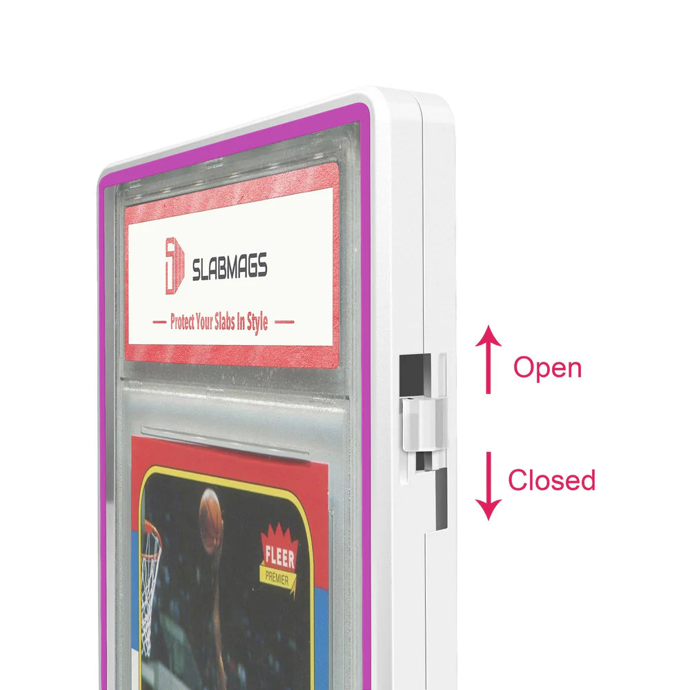 Color Glass Series Standard PSA Slabmags Case - Matte White With Pink Glass Border