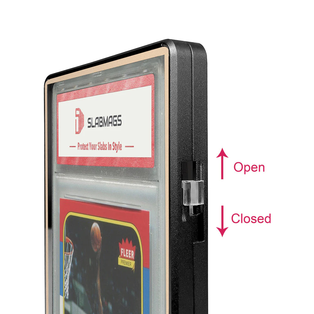 Color Glass Series Standard PSA Slabmags Case - Matte Black With Gold Glass Border