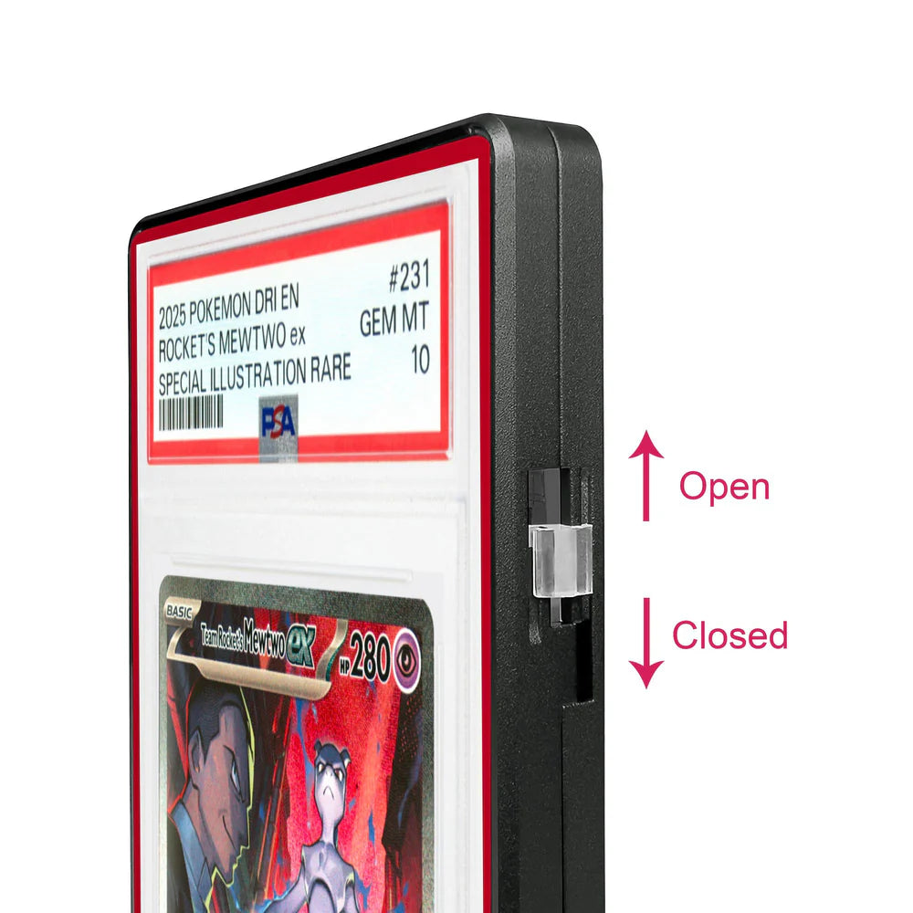 Color Glass Series Standard PSA Slabmags Case - Matte Black With Red Glass Border