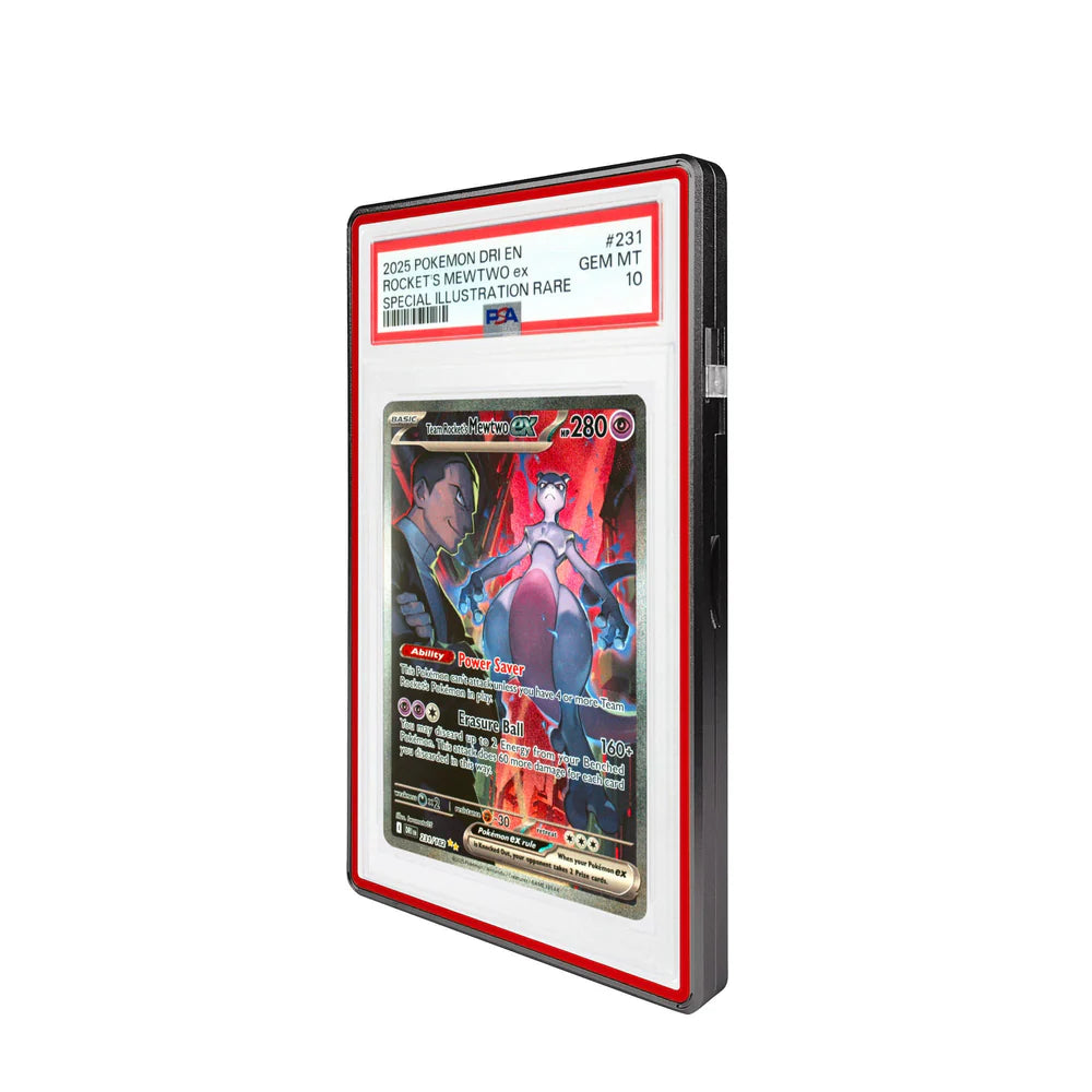 Color Glass Series Standard PSA Slabmags Case - Matte Black With Red Glass Border