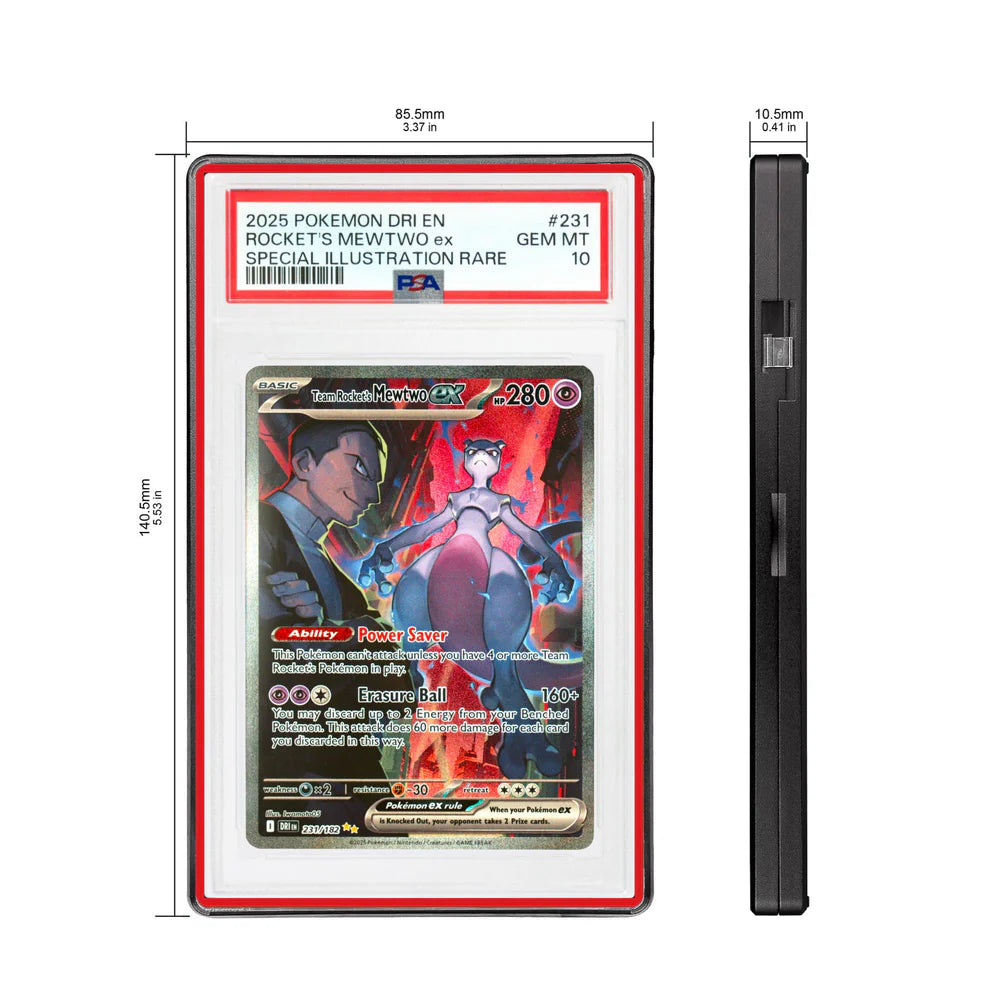 Color Glass Series Standard PSA Slabmags Case - Matte Black With Red Glass Border