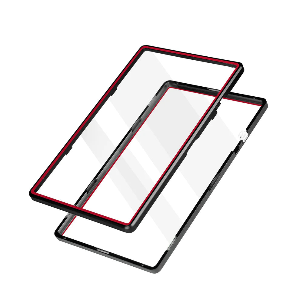 Color Glass Series Standard PSA Slabmags Case - Matte Black With Red Glass Border
