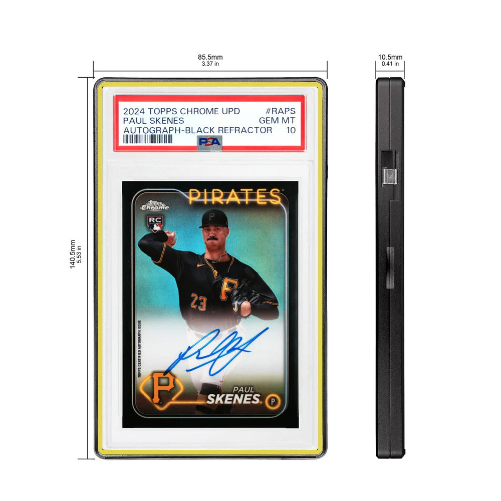 Color Glass Series Standard PSA Slabmags Case - Matte Black With Yellow Glass Border