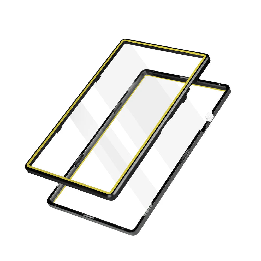 Color Glass Series Standard PSA Slabmags Case - Matte Black With Yellow Glass Border
