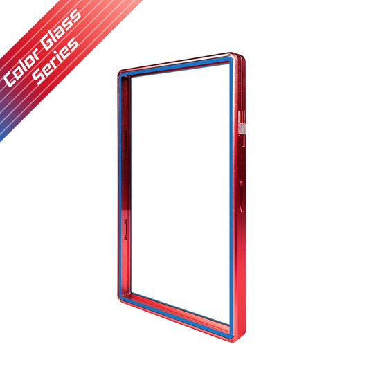 Color Glass Series Standard PSA Slabmags Case - Matte Red With Blue Glass Border