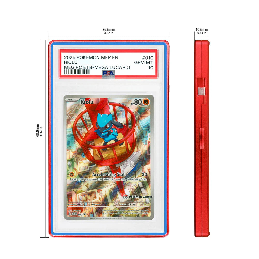 Color Glass Series Standard PSA Slabmags Case - Matte Red With Blue Glass Border
