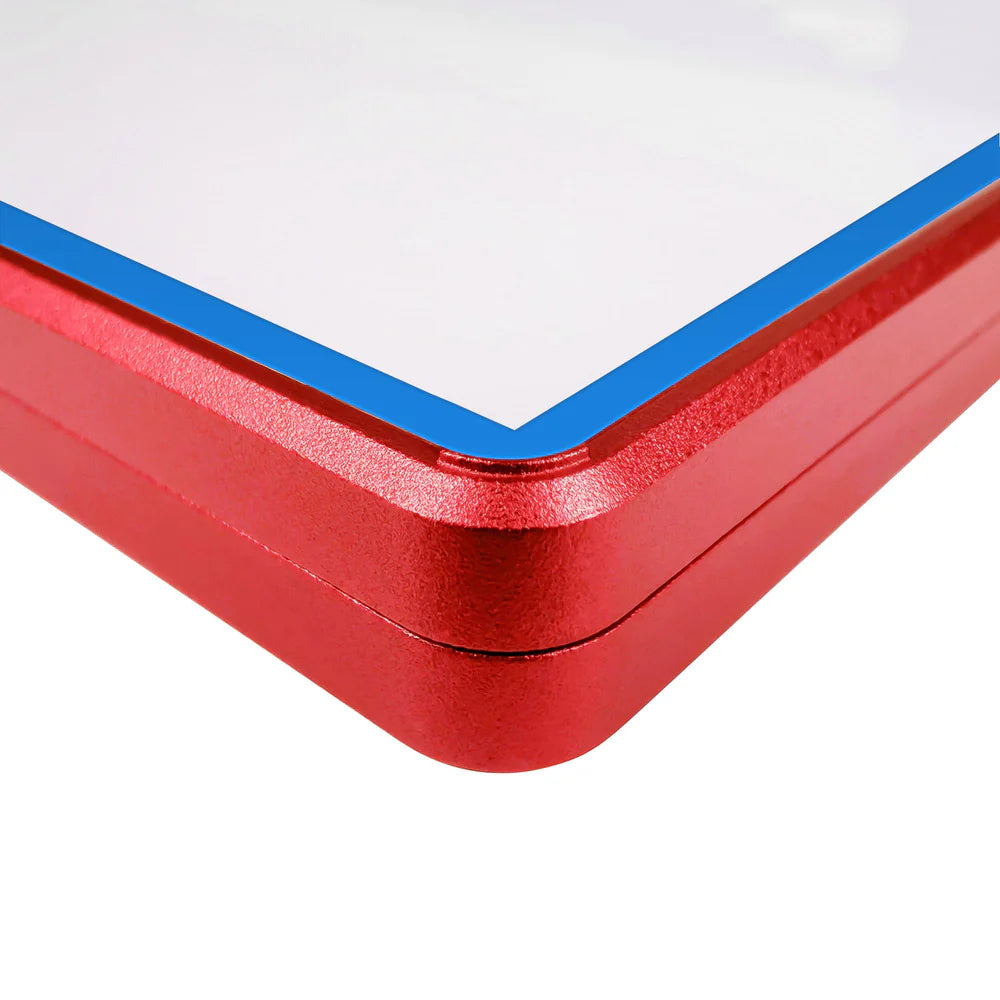 Color Glass Series Standard PSA Slabmags Case - Matte Red With Blue Glass Border