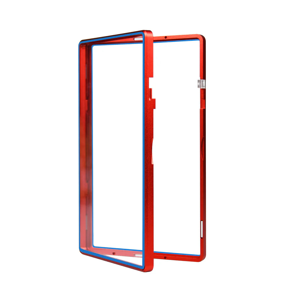 Color Glass Series Standard PSA Slabmags Case - Matte Red With Blue Glass Border