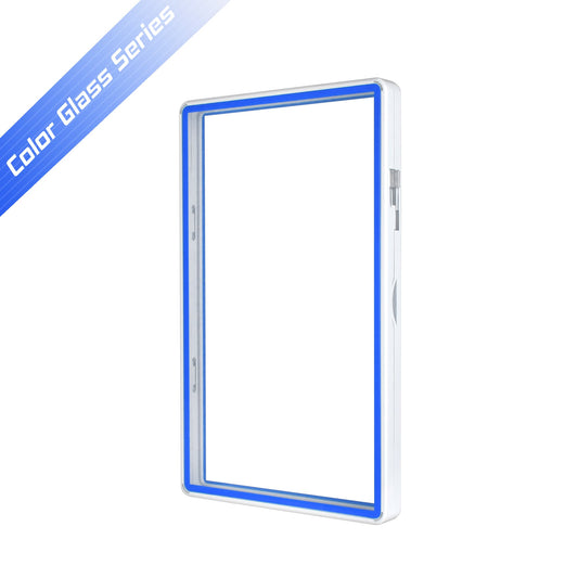 Color Glass Series Standard PSA Slabmags - White with Blue Glass - SM-PSA-WHT-BLU