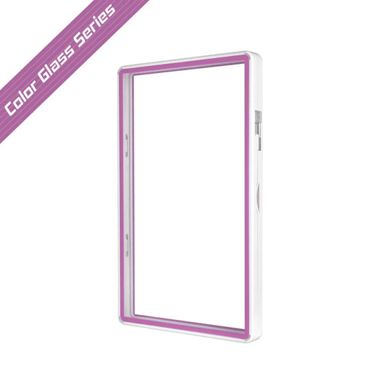 Color Glass Series Standard PSA Slabmags Case - Matte White With Pink Glass Border