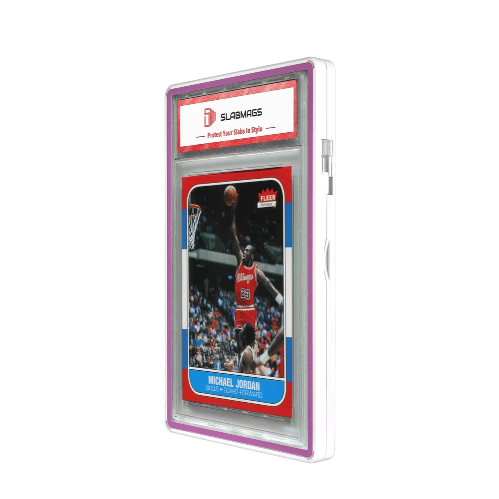 Color Glass Series Standard PSA Slabmags Case - Matte White With Pink Glass Border