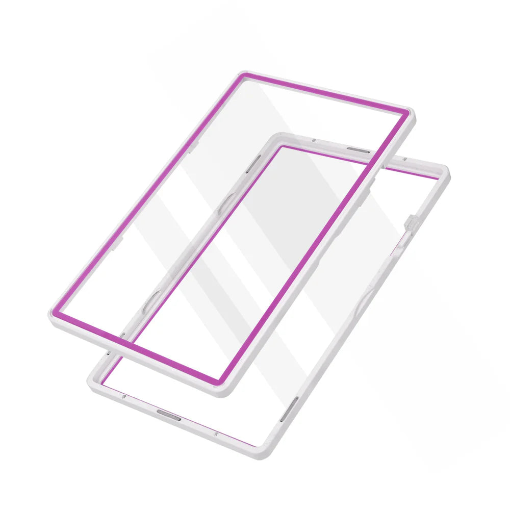 Color Glass Series Standard PSA Slabmags Case - Matte White With Pink Glass Border