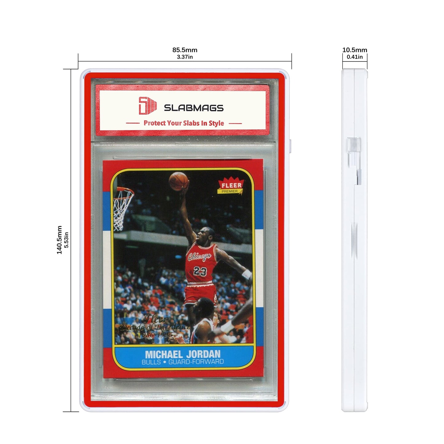 Color Glass Series Standard PSA Slabmags - White with Red Glass - SM-PSA-WHT-R